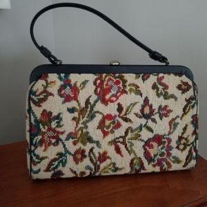 Vintage Kadin tapestry with leather stap purse